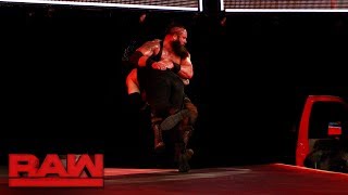 Roman Reigns Spears Braun Strowman off the stage Raw July 3 2017 [upl. by Aseyt]