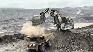 LIEBHERR R9350 EXCAVATOR  LOADING CATERPILLAR DUMPER  NON STOP FOR 3 HOUR  MINING STORY [upl. by Chere]