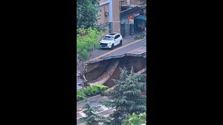 Watch Construction Site Collapses Into Sinkhole [upl. by Atila424]