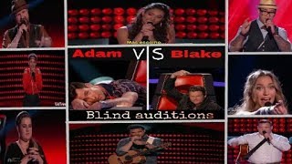 The voice usa adam vs blake blind auditions funny moments judges perform [upl. by Jordan]