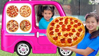 Emma Jannie and Friends Pizza Drive Thru Food Toys Episodes for Kids [upl. by Adnahsat]