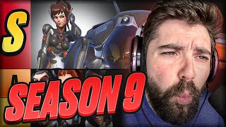 The Offical Season 9 Tier List UPDATED  These Heroes are BROKEN  Overwatch DPS Tanks Supports [upl. by Ardnoyek]