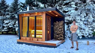 Building a MODERN SAUNA in a Winter Wonderland  Full Build [upl. by Kuska247]