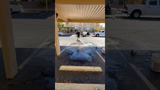 Oil stain removal on asphalt pressurewashing powerwashlasvegas [upl. by Ahkihs]