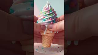 Pastel Sprinkle Ice Cream Cone ASMR Sweet 3D Squish Delight [upl. by Anadroj]