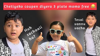 Holi shopping 🛍️ part2  Chetiyeko coupon diyera 3 plate momo free 😱 Aayan got prank [upl. by Schreibe]