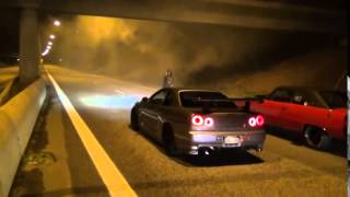 Nissan Skyline R34 GTR V Spec 2 VS DODGE dart muscle car [upl. by Adin]