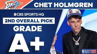 Chet Holmgren selected No 2 overall by the Oklahoma City Thunder  2022 NBA Draft  CBS Sports HQ [upl. by Lanza]