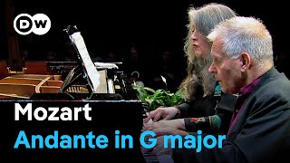 Mozart Andante and Variations in G major  Martha Argerich amp Stephen Kovacevich piano four hands [upl. by Gefen]