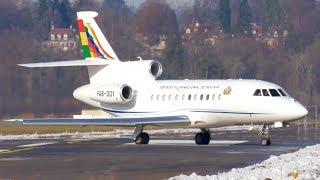 RARE Dassault Falcon 900EX Bolivian Air Force Landing at Bern [upl. by Anib345]