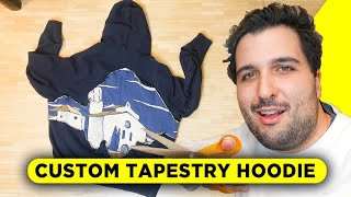 HOW TO MAKE A CUSTOM TAPESTRY HOODIE DIY Defective Garment [upl. by Eigriv]