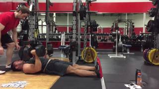 Dumbbell Floor Press with Band Resistance Accommodating Resistance Chest Press [upl. by Dino]