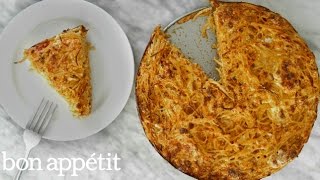 Spaghetti Pie The Best Way To Use Pasta Leftovers [upl. by Elleret]