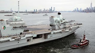 HMS Queen Elizabeth arrives in New York [upl. by Sudaorb]