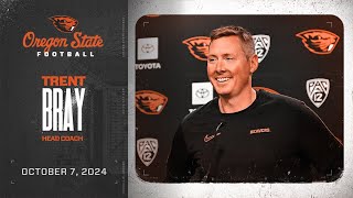 Oregon State Football Press Conference Head Coach Trent Bray 10724 [upl. by Yrahca108]