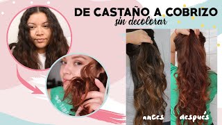 🌻 De CASTAÑO a COBRIZO SIN DECOLORAR 🌻 Cómo me PINTO el cabello en CASA 💁‍♀  Angie [upl. by Suiravad]