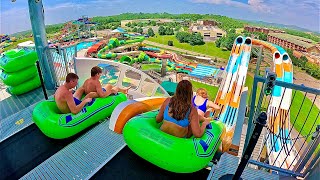 The Edge Dueling Water Coaster Ride at Soaky Mountain Water Park USA [upl. by Aleacin]