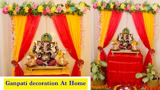 Easy Ganpati Backdrop At Home Ganpati Decoration Ideas 2024 sapnacreations [upl. by Ayotnahs446]