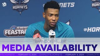 Hornets vs Pacers Brandon Miller Postgame Media Availability  242024 [upl. by Knowling]