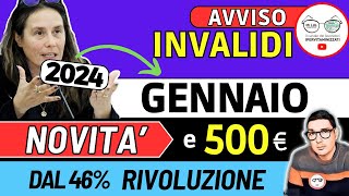 🔴 INVALIDI PARZIALI e TOTALI NOVITÀ GENNAIO 2024 ➡ PENSIONE AUMENTI IMPORTI 500€ ADI BONUS CAREGIVER [upl. by Lunneta]