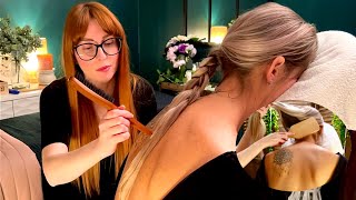 ASMR Real Person Hair PlayBrushingNape amp Back Attention with rain sounds Soft Spoken SLEEP SERIES [upl. by Wilt375]