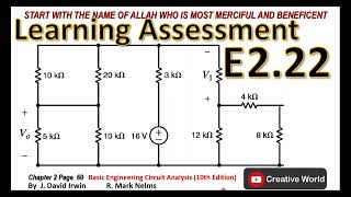 Chapter 2 Learning Assessment E 222 solution  Linear Circuit Analysis [upl. by Aivatnwahs10]