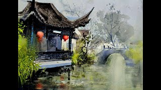 Plein air watercolor painting in china [upl. by Jarrett]