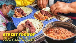 Street Food Of Nicaragua  Gallo Pinto Repocheta Enchilada Chalupa  Cooking Nicaraguan Food [upl. by Fishback42]