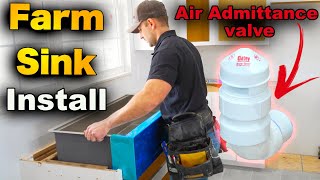 How To Install A Farmhouse Sink  Air admittance valve under kitchen sink Installation [upl. by Mather339]