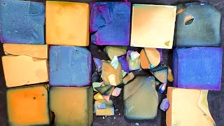 ASMR  Crunchy Dyed Blocks  Guess the color inside  Happy Birthday MeggiBabeCT [upl. by Mia]