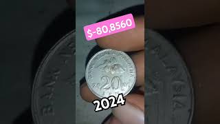 Malaysia 20 sen 2006 value review coin collection goldenretriever currency chinesecoin [upl. by Acirea]