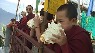 A sikkimese monk blowing conch [upl. by Nivk]