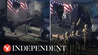 SWAT rip open truck with robot ending hourslong police chase [upl. by Yleak31]