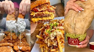 tiktok mukbang compilation 40  chipotle burrito wingstop and more [upl. by Dorr822]