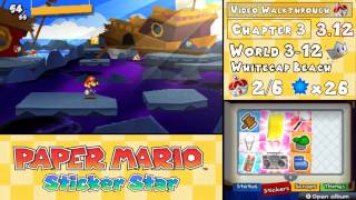 Paper Mario Sticker Star Walkthrough 312 World 312 Whitecap Beach [upl. by Langer]