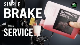 🔥Easy Simple Shimano BRAKE Bleed Service🔥  Gravity BLEED No Syringe 2Piston 4Piston [upl. by Miahc]