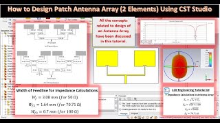 How to Design Microstrip Patch Antenna Array 2 elements in CST Studio  Quarter Wave Transformer [upl. by Esinahs]