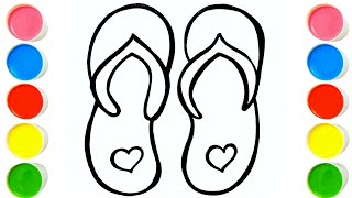 How to Draw Flip Flops  Easy Flip Flops Drawing and Coloring Step By Step For Kids [upl. by Onaicnop124]