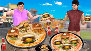 Vada Pav Pizza Wala Famous Vada Pav Pizza Street Food Hindi Kahani Moral Stories Funny Comedy Video [upl. by Sims]