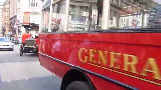 Unique prewar London bus lineup turning into Oxford Street [upl. by Ilahtan]