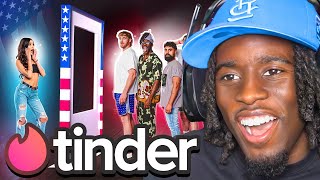 Kai Cenat Reacts To USA x Sidemen REAL LIFE Tinder [upl. by Christianna258]