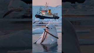 A pregnant female whale trapped in a chain is rescued by a female rescuer animals [upl. by Imotih771]