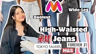 Myntra HighWaist Jeans TryOn Haul Rs 551Trendy WideLeg Bootcut amp StraightFit JeansRenigraphy [upl. by Kcirdes622]