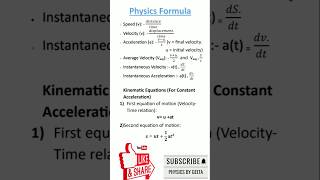 🔥Physics Formula 🔥ytshorts [upl. by Zizaludba]