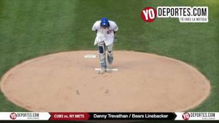 Chicago Bears Linebacker Danny Trevathan throws first pitch Cubs [upl. by Nillor821]