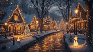 Cozy Christmas at Street w Relax on this Winter Ambience Experience in Christmas Town at calm Night [upl. by Langille607]