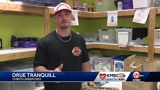 Drue Tranquill taking a bite out of hunger in Kansas City with KMBC 9 Cares for Kids [upl. by Leahkim]