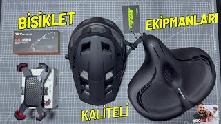 Kaliteli Bisiklet Ekipmanları  Kask  Geniş Sele Koltuk  Telefon Tutucu  Ayna [upl. by Sexela971]