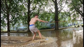 Campus KU Leuven got flooded SKIMBOARD AND MORE [upl. by Annasiul]