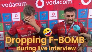 Watch Peter OMahony React to John Hodnetts Fbomb during Man of the Match interview rugby [upl. by Cly]